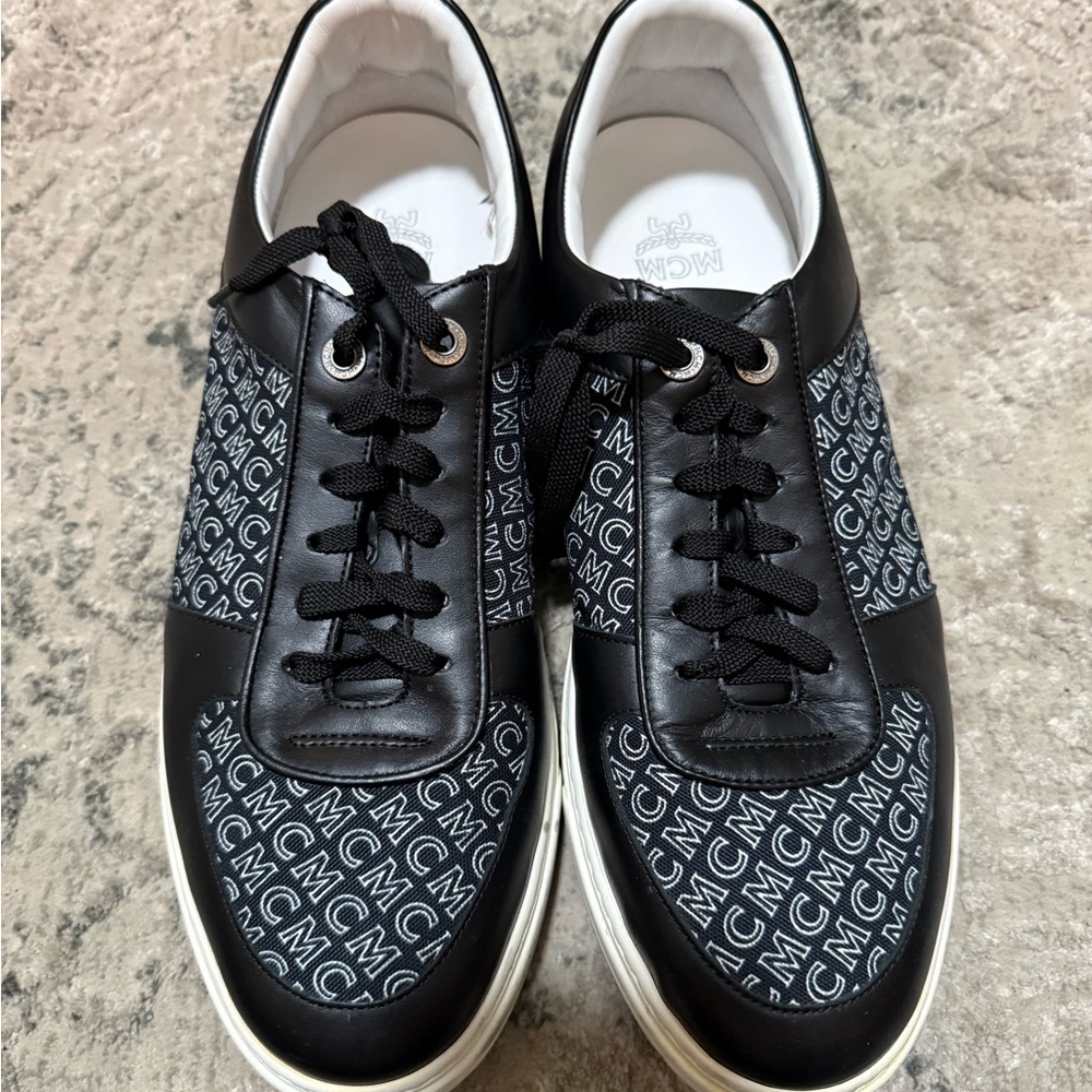 MCM Monogram Black and White Sneakers